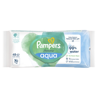 Дитячі вологі серветки Pampers Harmonie Aqua 48 шт (8006540458563) Вінниця - фото 2