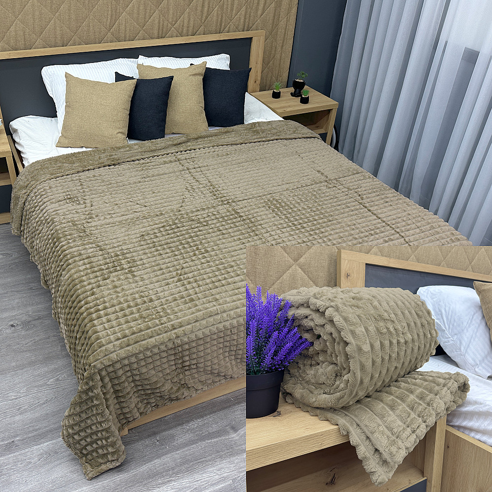 Плед-покривало Кубик 200х220 см (+-10см) Тауп (87-230) Київ - фото 1