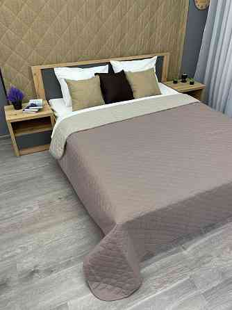 Покривало двостороннє Decorator Microfiber ромб 160х215 см сіро-коричневий з бежевим (85-010) Київ