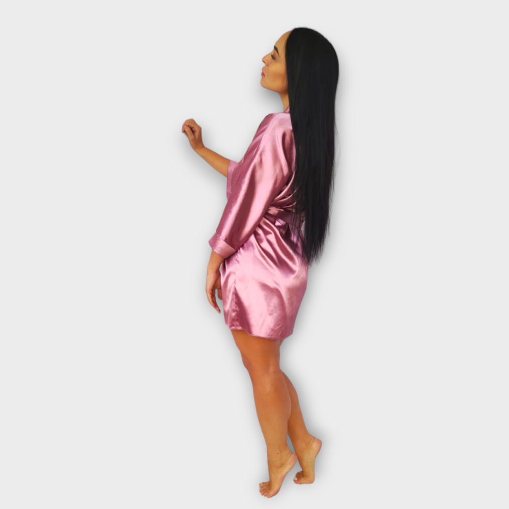 Халат жіночий сатиновий під пояс темно Рожевий (фрез) XL/XXL Харків - фото 13