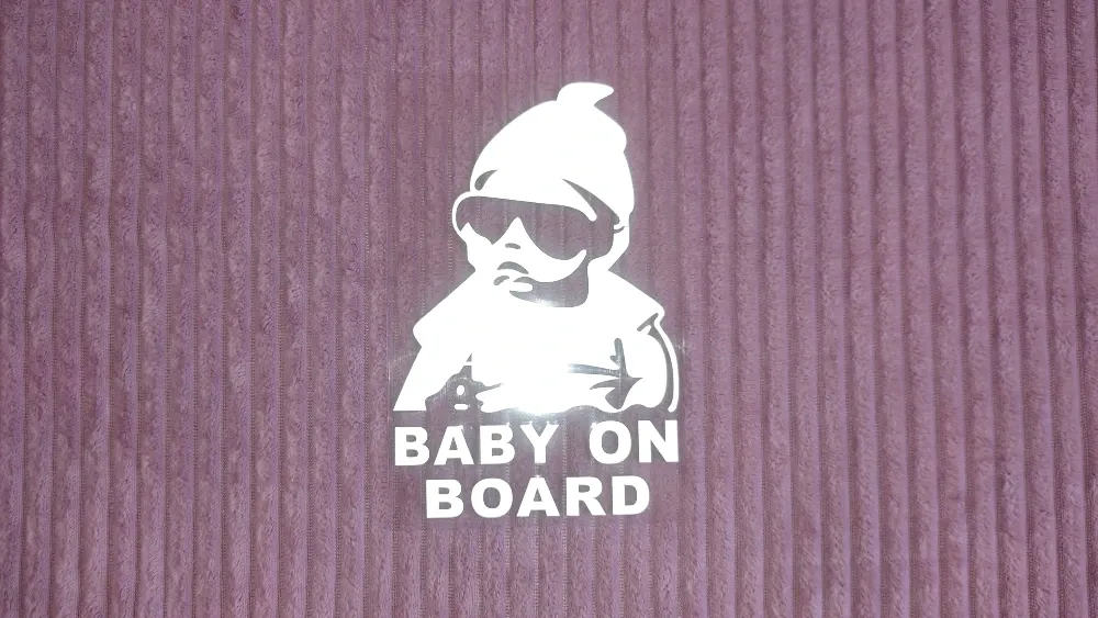 Наклейка на авто Baby on board Белая светоотражающая. Київ - фото 2