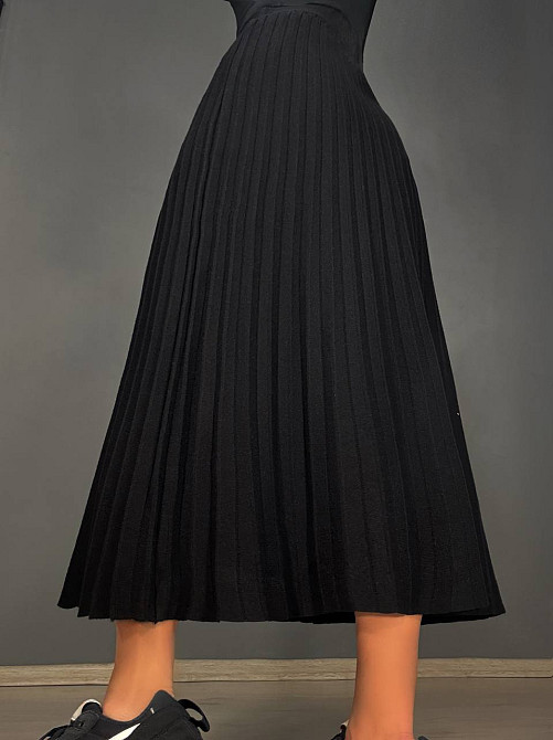 Спідниця жіноча Accorddream 62313 вʼязана пліссе міді на резинці, чорний, one size Київ - фото 12