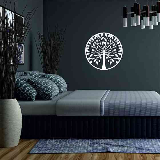 Декоративное настенное 3D Панно «Дерево в кругу» Декор на стену с объемом 70*70 см, Белый Киев