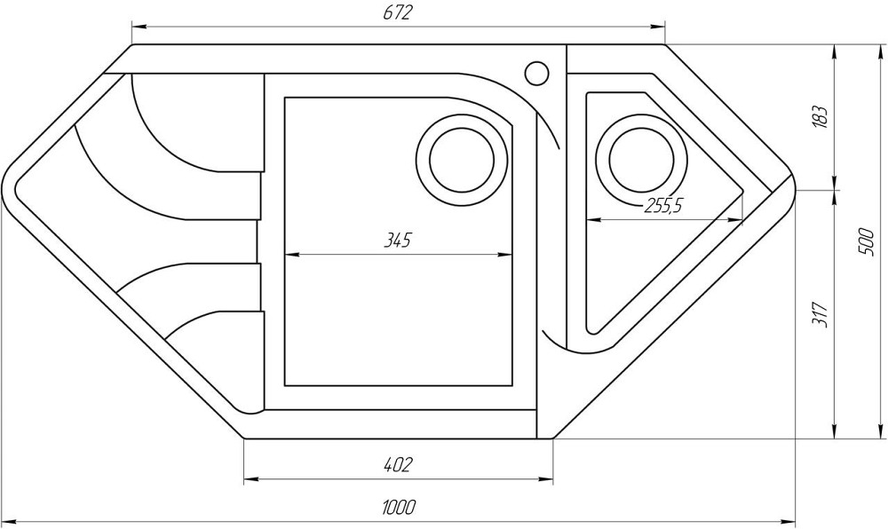 Гранитная мойка Globus Lux GARDA слоновая кость 1000х500мм Киев - изображение 7