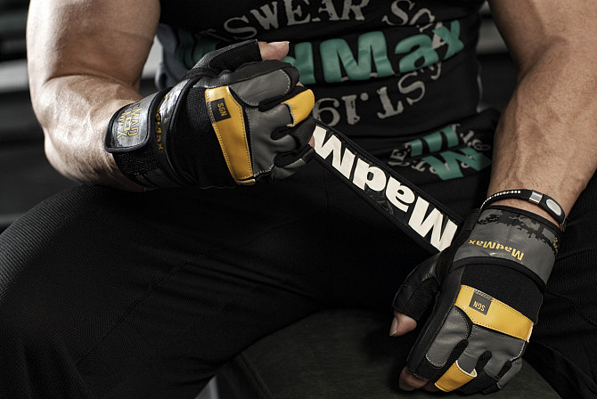 Перчатки для фітнесу MadMax MFG-880 Signature Black/Grey/Yellow S Кам'янське - фото 10