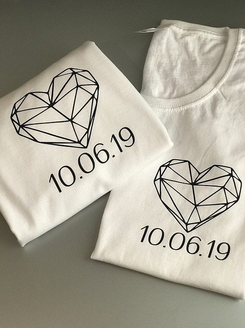 Парные футболки для парня и девушки с сердцем и Вашими датами Черновцы - изображение 3