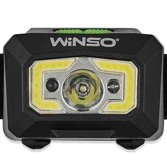 Фонарь налобный Winso 150Lm, 3W XPE+COB, 3xAAA с сенсором белый/красный Львов