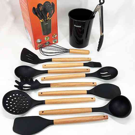 Нейлонове кухонне начиння Magio, Набір кухонний на стійці, Силіконові аксесуари для кухні GJ-15 Івано-Франківськ