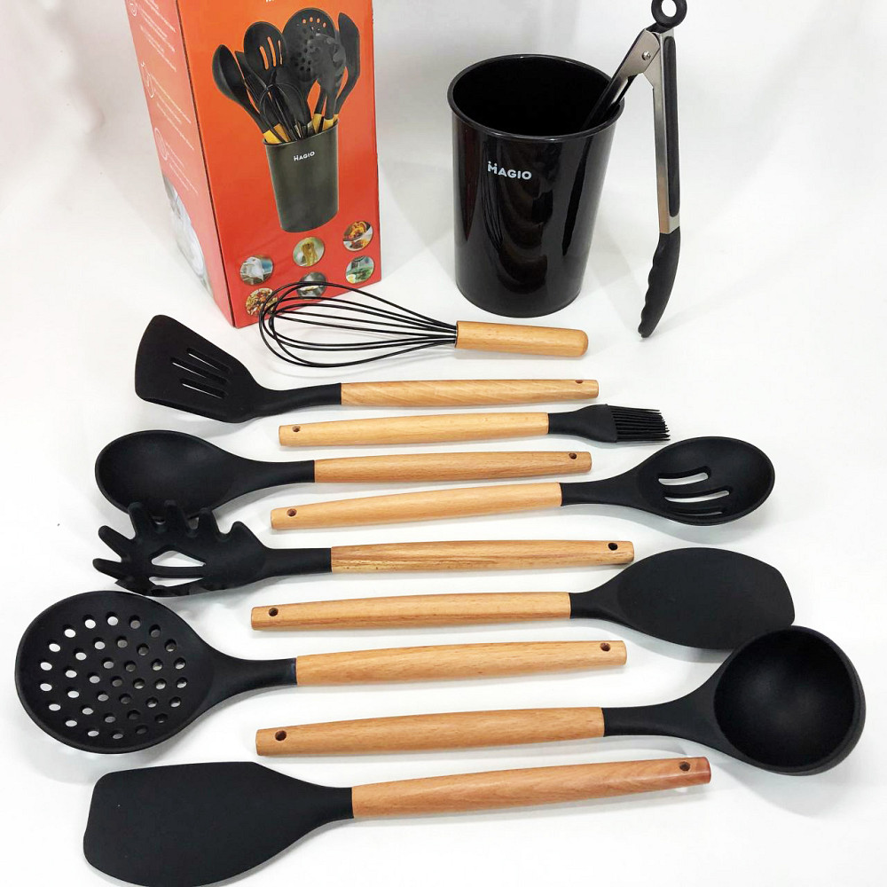 Нейлонове кухонне начиння Magio, Набір кухонний на стійці, Силіконові аксесуари для кухні GJ-15 Івано-Франківськ - фото 2
