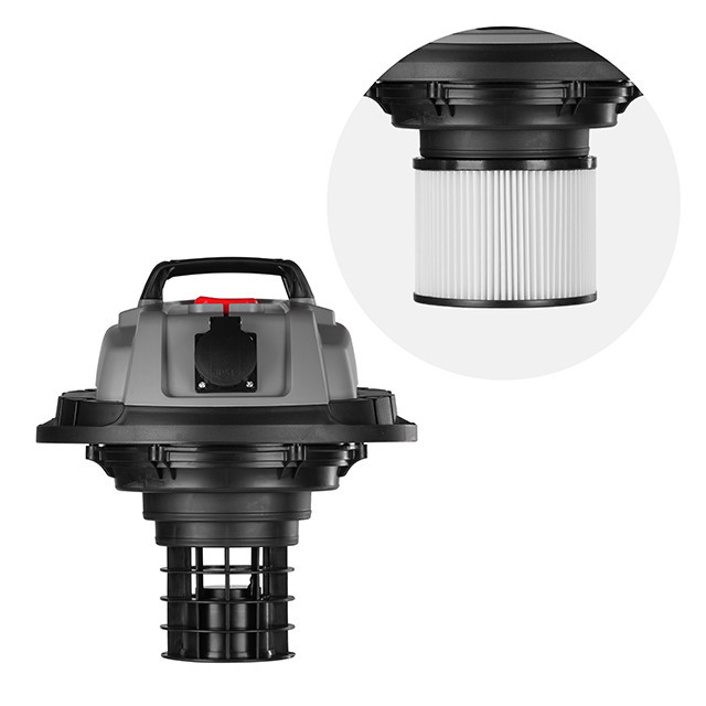 Пилосос будівельний INTERTOOL DT-1030, 1,4 кВт, >17 кПа, бак 30 л, розетка, HEPA фільтр, шланг 3 м - з насадками Львів - фото 8