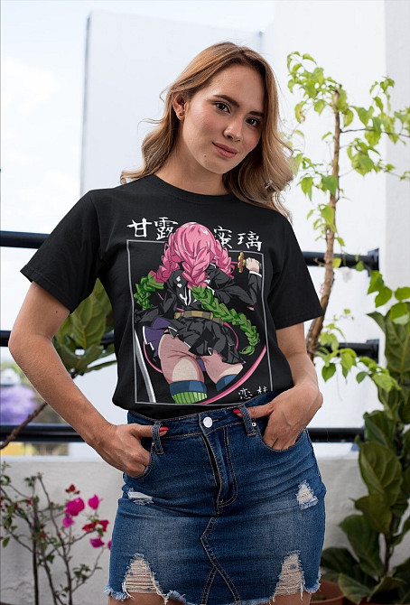 Футболка з аніме принтом Вбивця демонів оверсайз (S/M/L) Чорний AnimeJ0044 Дніпро - фото 3