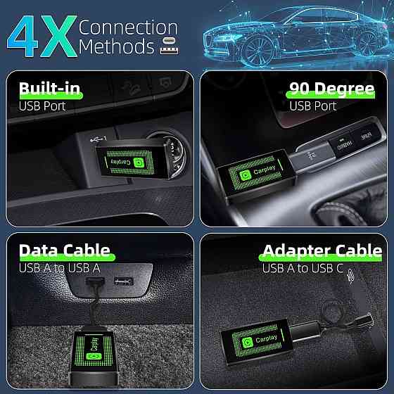 Бездротовий адаптер CarPlay Lyssiefeel, USB-A USB-C, для авто з дротовим CarPlay, карплей для iPhone Київ