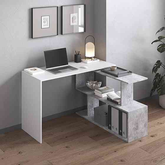 Cтол компьютерный VAYS поворотный письменный cтол трансформер M-41 Белый-Бетон Львов