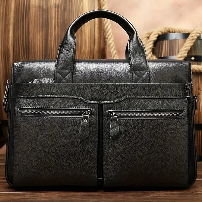 Мужская сумка для офиса 39x28×8, портфель папка для ноутбука и бумаг SK N76955 черный Каменское - изображение 10