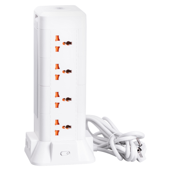 Мережевий фільтр подовжувач 2.8 м з лампою на 12 універсальних розеток з 2 USB, 1 Type-C, бездротова зарядка HP-5-9MF Київ