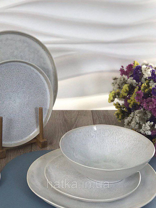 Салатник Olens "Вайт-стоун" 17,5х5,5 см білий із сіро-корич. домішками для дому та ресторану Київ - фото 1