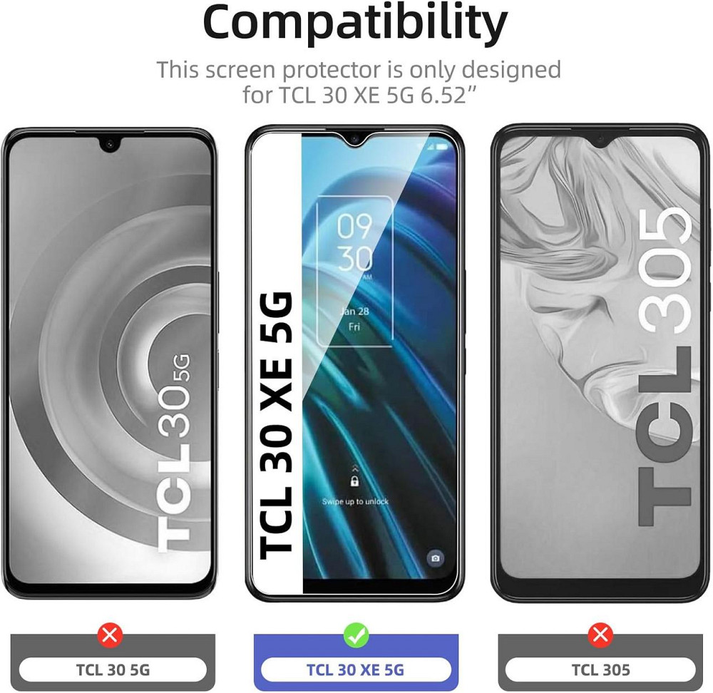 Захисне скло для TCL 30 XE 5G 2 шт чорне 0.33 мм 9H ультрапрозоре загартоване без бульбашок олеофобне Київ - фото 8
