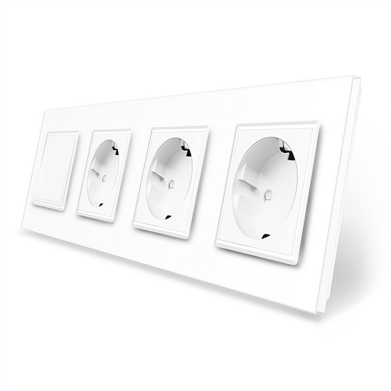 LIVOLO Одноклавішний вимикач з потрійною розеткою Livolo білий скло (VL-C7K1/FCTC16A/FCTC16A/FC Коломия