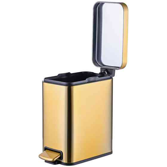 Відро для сміття з плавним закриттям прямокутне Mixxus Premium Quadro-TC0105 Brushed Gold 5 л (колір матове золото) (MI8394) ( ( Харків