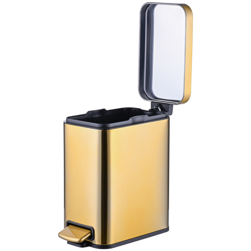 Відро для сміття з плавним закриттям прямокутне Mixxus Premium Quadro-TC0105 Brushed Gold 5 л (колір матове золото) (MI8394) ( ( Харків - фото 4