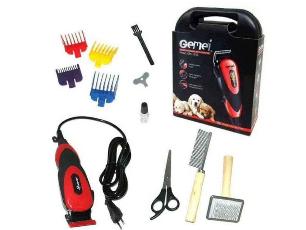 Машинка для пiдстригання 10Вт тварин 8 в 1 GM-1023, 4 насадки, 2 щітки ТМ GEEMY Київ - фото 1