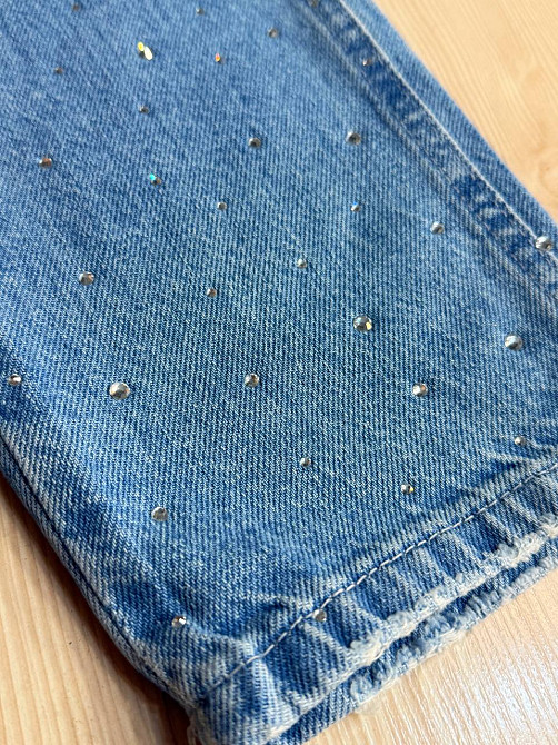 Джинси жіночі Its Basic 3077 MOM з розсипом камінців блакитні, блакитний, 42, 42, 80 см, 110 см Київ - фото 3