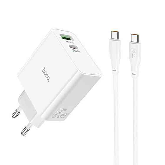 Мережевий зарядний пристрій HOCO C113A Awesome PD65W dual port(1A1C) charger White Київ