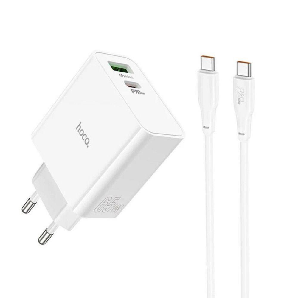 Мережевий зарядний пристрій HOCO C113A Awesome PD65W dual port(1A1C) charger White Київ - фото 2