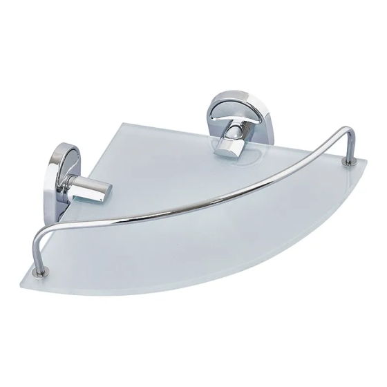 Угловая стеклянная полка с ограничителем Zerix AFB-0107-1 (ZX5073) Харьков