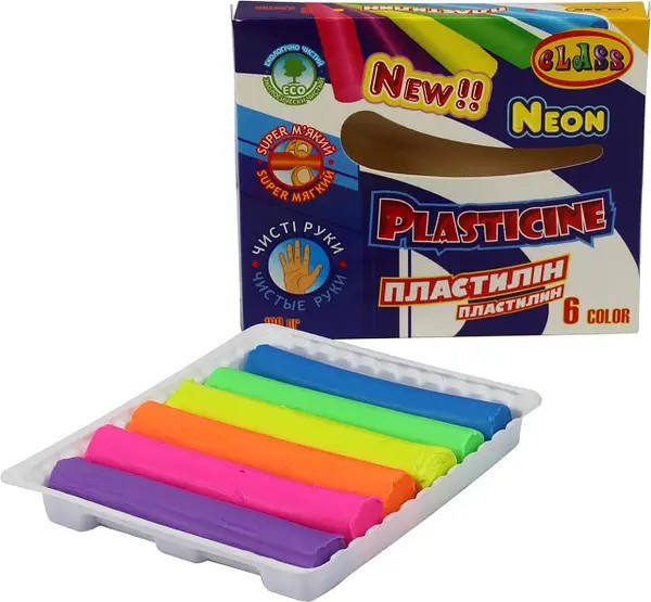 Пластилін 6 кол/100 г "Class""Чисті руки" NEON, 7630C, шт Київ - фото 1