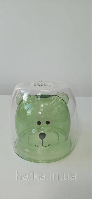 Піала без ручки чашка подвійне скло Olens "Зелений Умка" 250 мл зелена Київ - фото 4