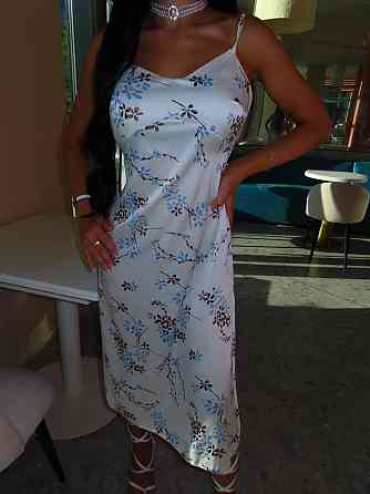 Женское романтичное, притягательное миди платье итальянский шлифованный шелк Голубой, 46/48 Одесса