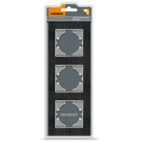 BINERA чорний алюміній Рамка вертикальна 3-а Videx Житомир