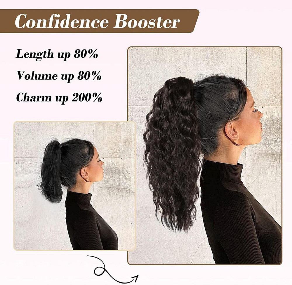 Накладний хвіст PORSMEER Ponytail 45 см Чорно-коричневий кучерявий об'ємний на крабі синтетичний Київ - фото 5