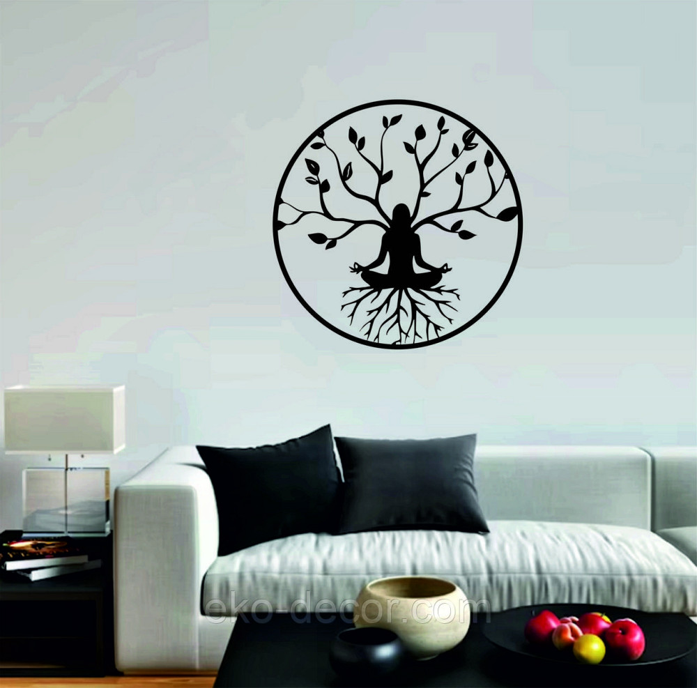 Декоративне настінне 3D Панно «ЙОГА» Декор на стіну з об'ємом 70*70 см, Чорний Київ - фото 6