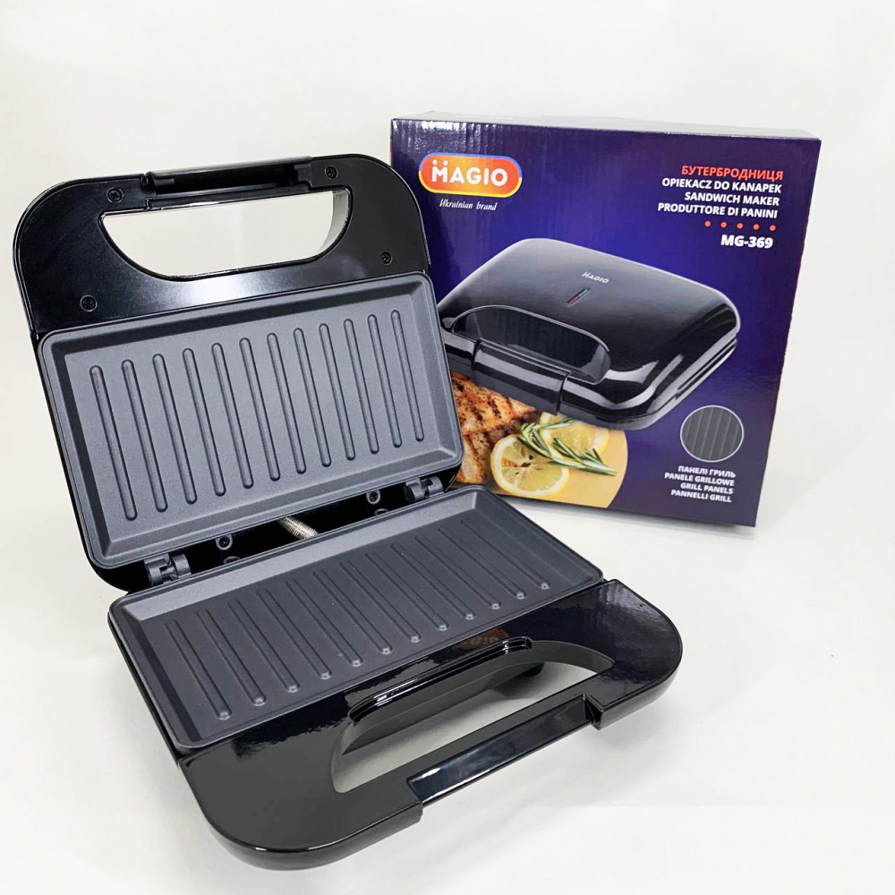Притискний гриль для булочок і сендвічів Magio, Гриль контактний плоский, Електробутербродниця для дому HI-71 Львів - фото 4