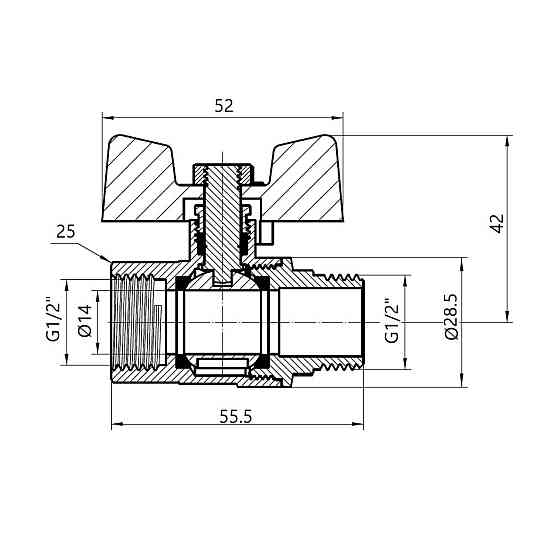 Кран кульовий Thermo Alliance Base 1/2" ВН для газу (метелик) SD607G15 Київ