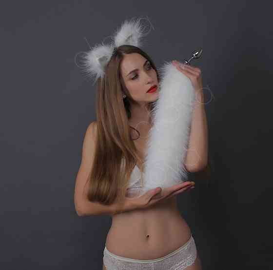 Анальный меховой хвост без пробки, Черный, OKOVA 50 см. Sex Aura Киев