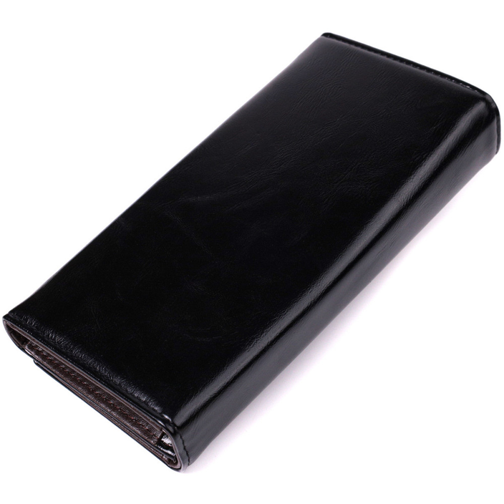 Горизонтальний жіночий гаманець із якісної екошкіри Чорний (KIVI) Київ - фото 6