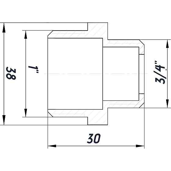 Ніпель редукційний нікельований 1″ЗР х 3/4″ЗР штампований під прокладку А0512-1А(нк) VA (000028774) Київ