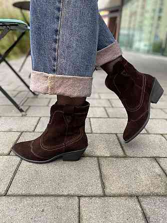 KATI SHOES Черевики жіночі демісезонні весна-осінь шоколадні, натуральна замша на підборах р. 3 Коломия