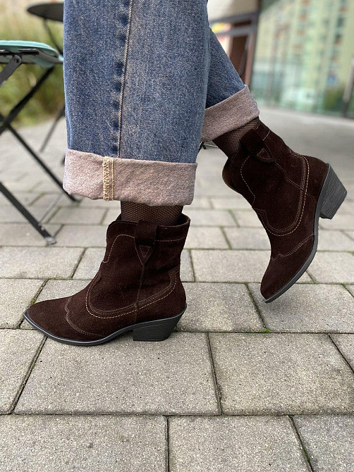 KATI SHOES Черевики жіночі демісезонні весна-осінь шоколадні, натуральна замша на підборах р. 3 Коломия - фото 5