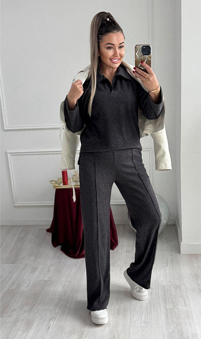 Женский базовый вязаный костюм двойка из ангоры Графит, 50/52 Одесса - изображение 7