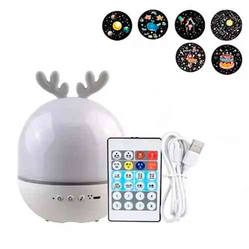 Светильник ночник проектор с BT колонкой 1Вт, 6 вкладышей, АКБ, Cute Elf Винница