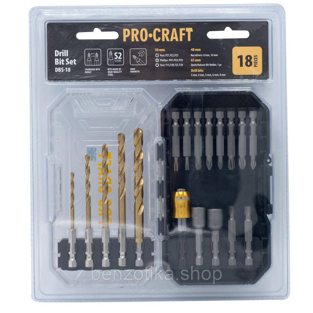 Набір свердл та біт Procraft DBS18 Киев - изображение 2