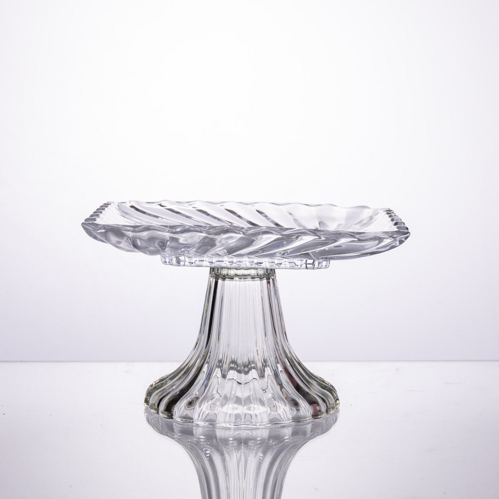 Тортівниця скляна квадратна на ніжці, 16×16 см прозора 64486-15 Київ - фото 3