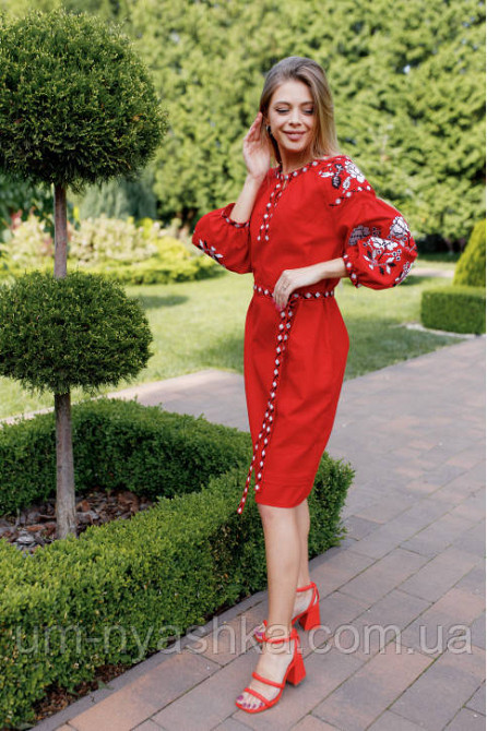Жіноча вишита сукня червона Кривий Ріг - фото 1
