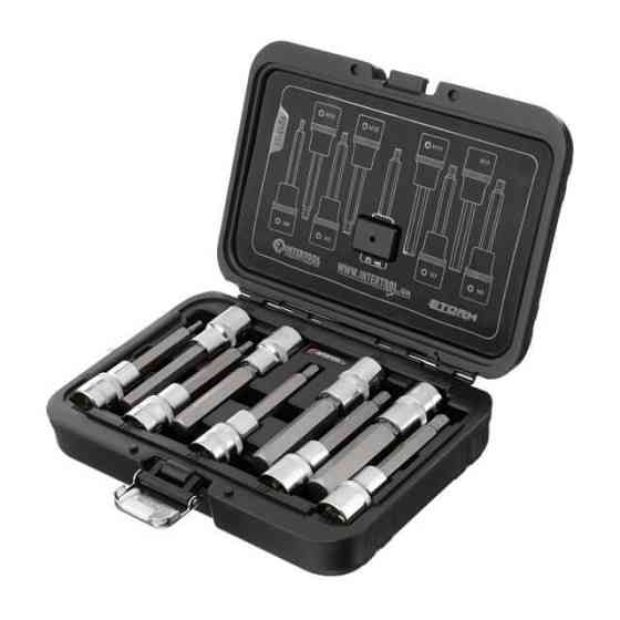 Набір біт HEX у кейсі, 1/2", S2, H4-H17, 100 мм, STORM INTERTOOL ET-8406 Київ