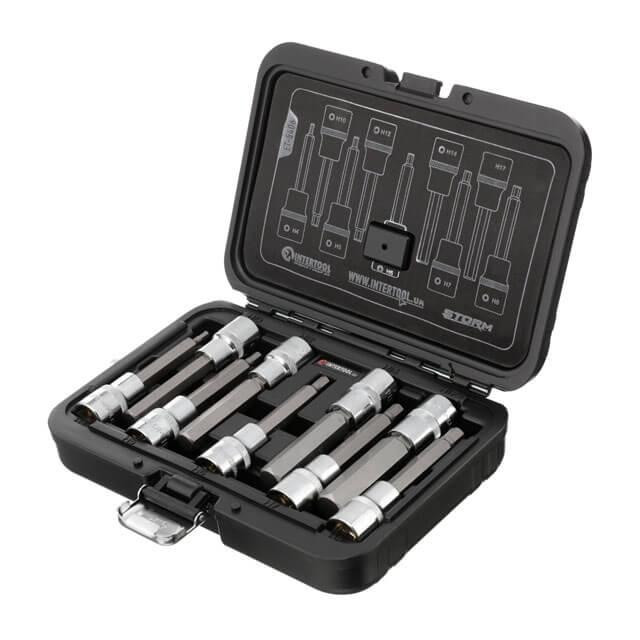 Набір біт HEX у кейсі, 1/2", S2, H4-H17, 100 мм, STORM INTERTOOL ET-8406 Київ - фото 1