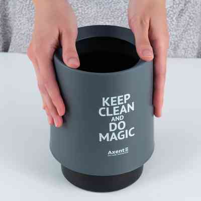 Кошик для паперів Axent Настільний контейнер для сміття, круглий, сірий (2131-03-A) Вінниця